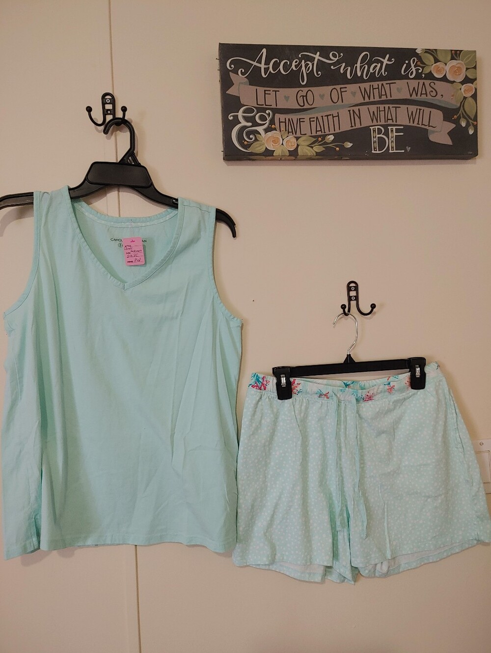 Like New Feminine Medium Carole Hochman Blue Tank Top Shorts Pajama Set